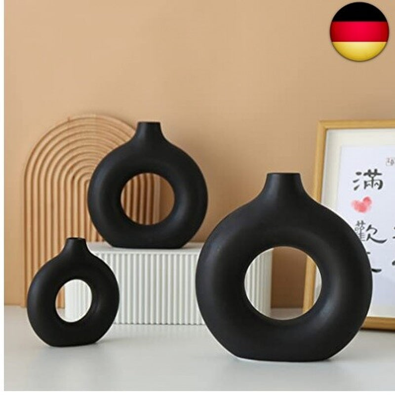 Keramik Vase Moderne Donut Vase Schwarz Getrocknete Vase Für Pampasgras