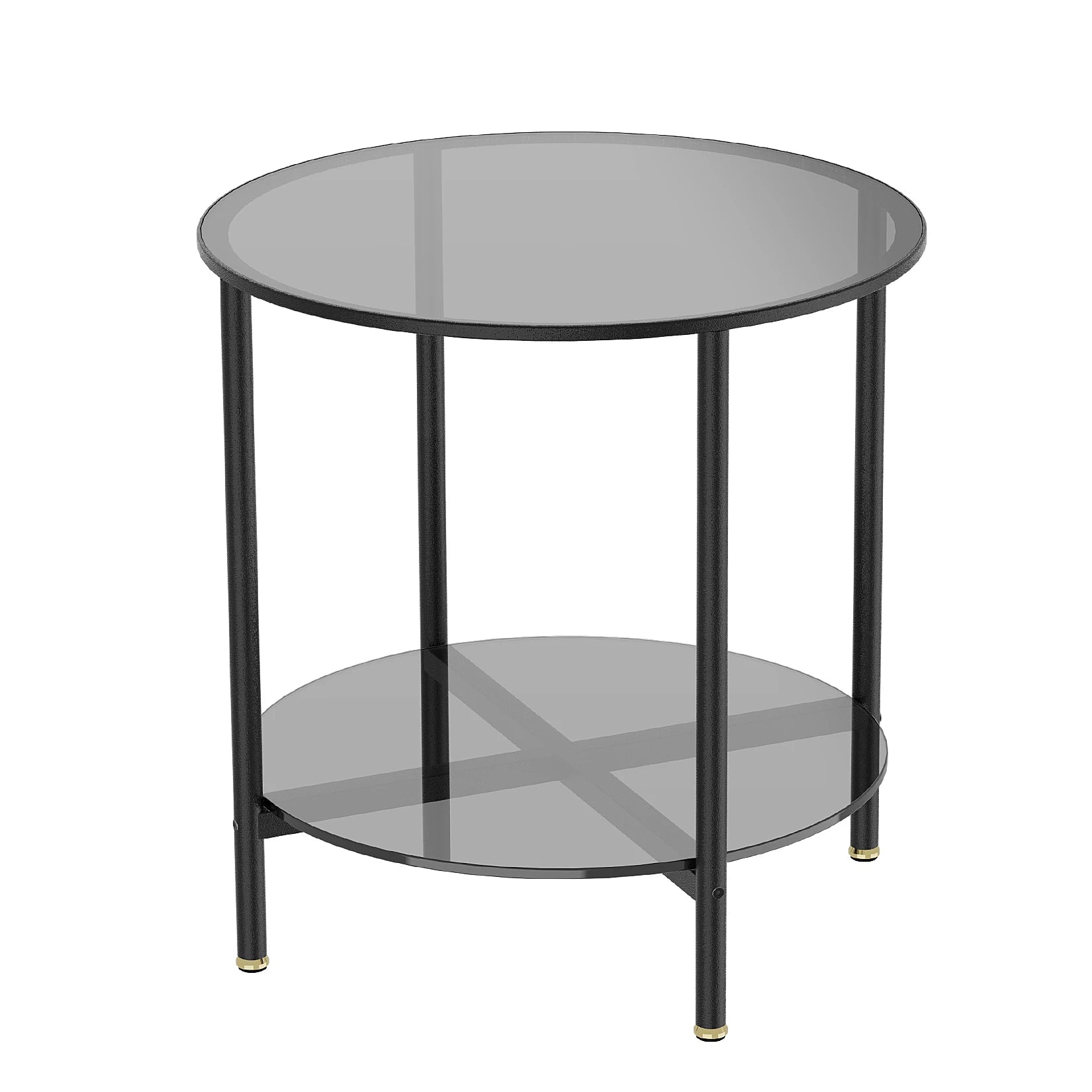 20” round Coffee Table with Storage 2-Tier, Accent Table,Cocktail Table with Tempered Glass Top