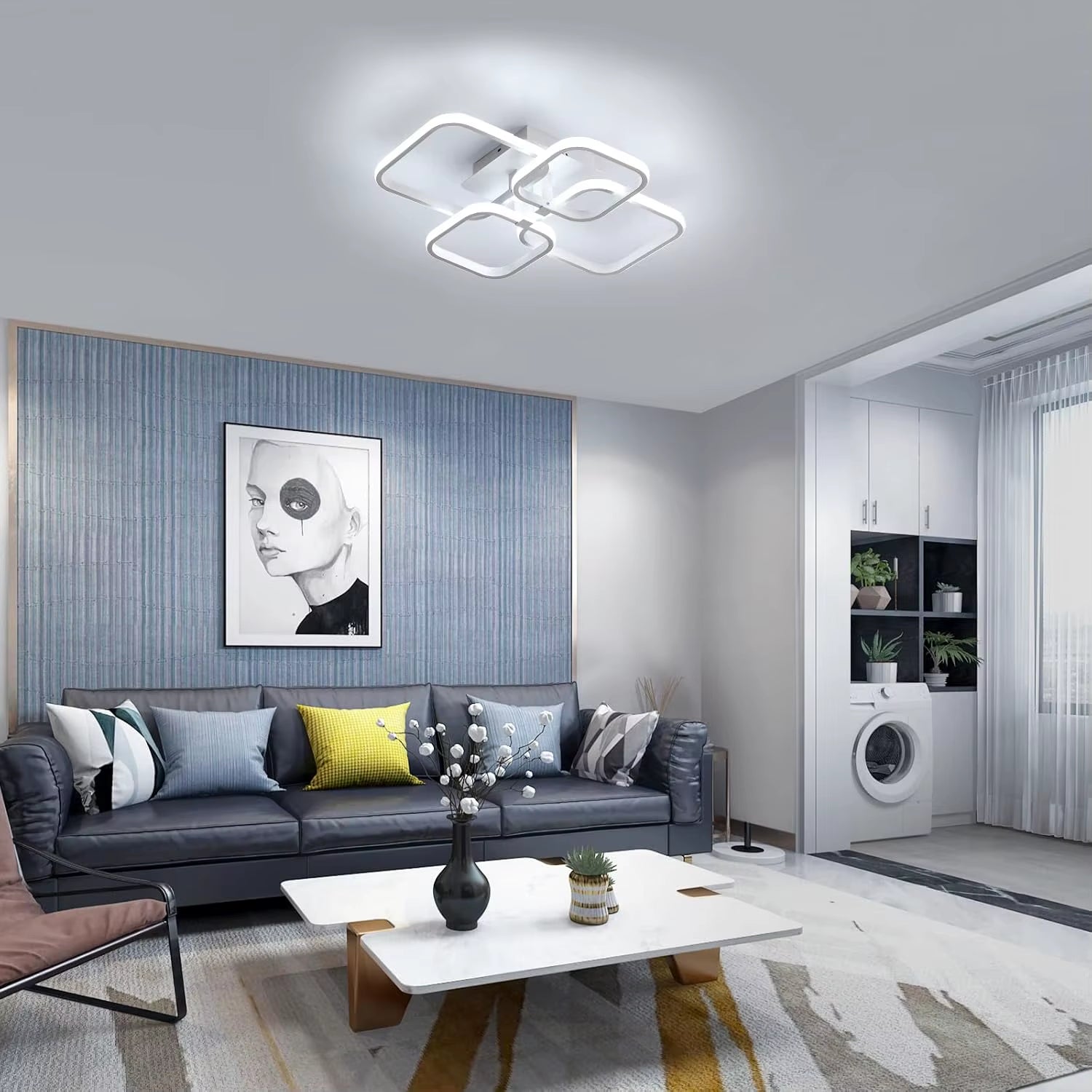 LED Ceiling Lights 60W Square LED Ceiling Lamp,Modern White Ceiling Lamps for Living Room,Bedroom,Kitchen,Dining Room,6500K