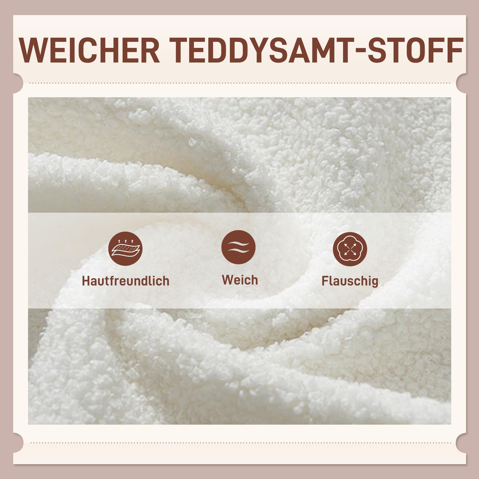 HOMCOM Sessel Loungesessel Mit Kissen Geplostert Teddy Sessel Mit Holzbeine Weiß