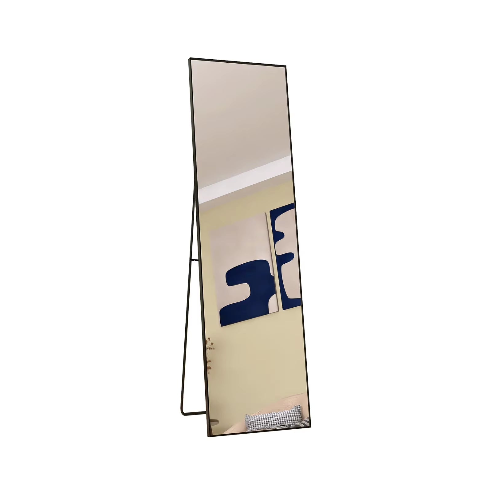 Tempered Glass Floor Mirror 140X40Cm Black