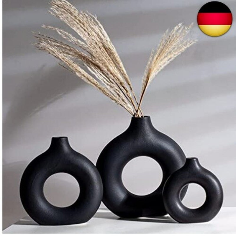 Keramik Vase Moderne Donut Vase Schwarz Getrocknete Vase Für Pampasgras