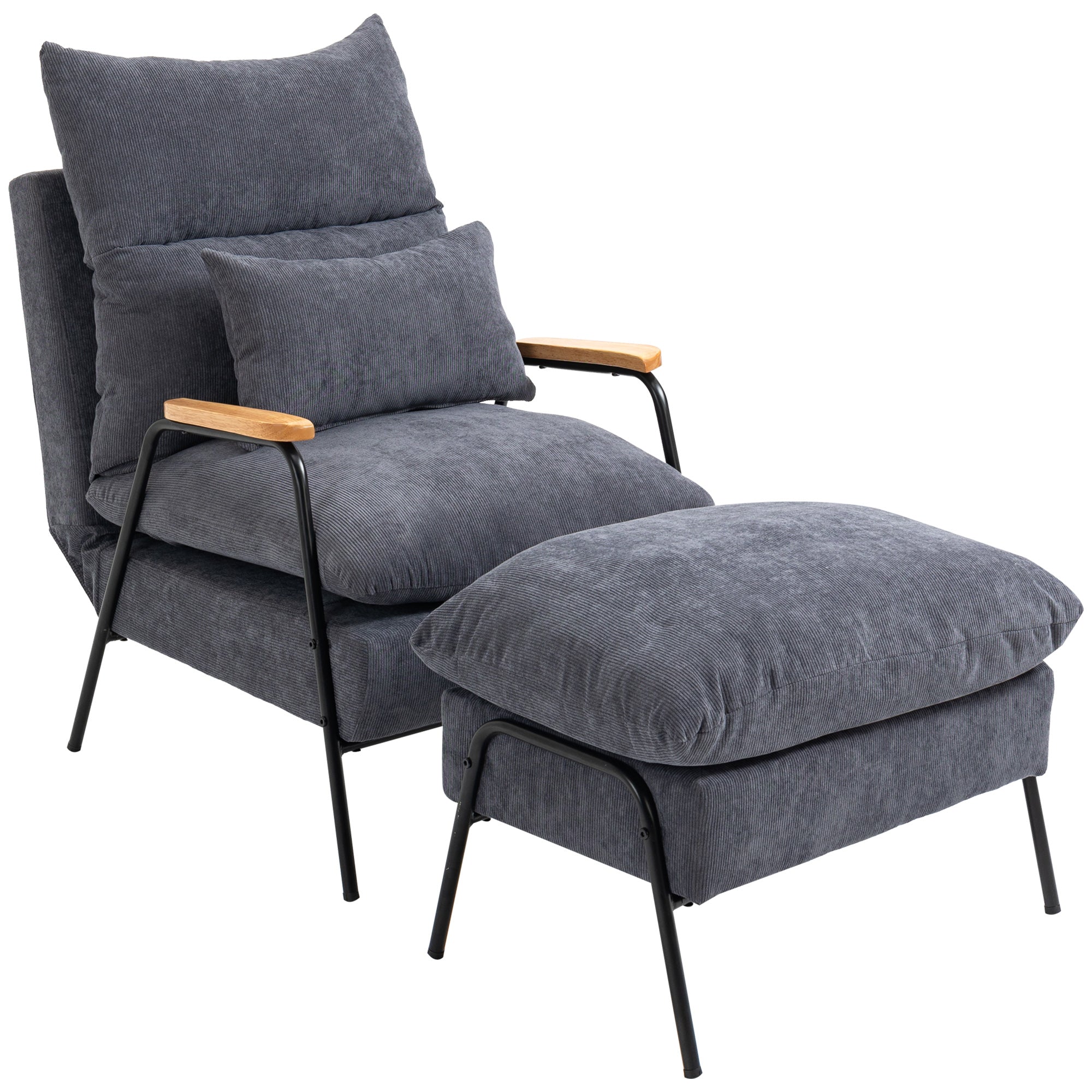 Ohrensessel Mit Hocker, Fernsehsessel Mit Kissen, Polsterstuhl, Sessel