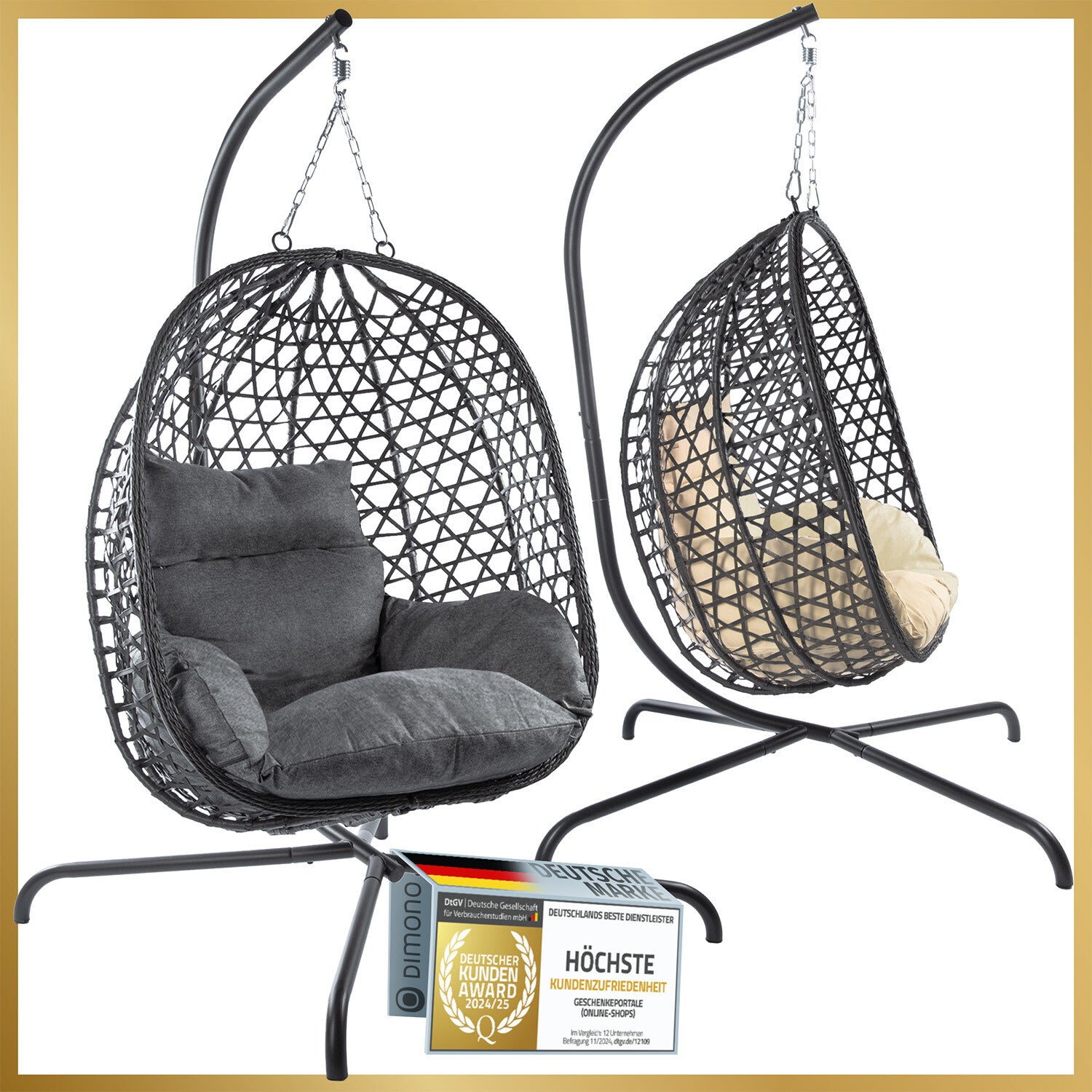 Hängesessel Mit Gestell Hängekorb Sessel Schwebeliege Out- & Indoor Relax-Stuhl