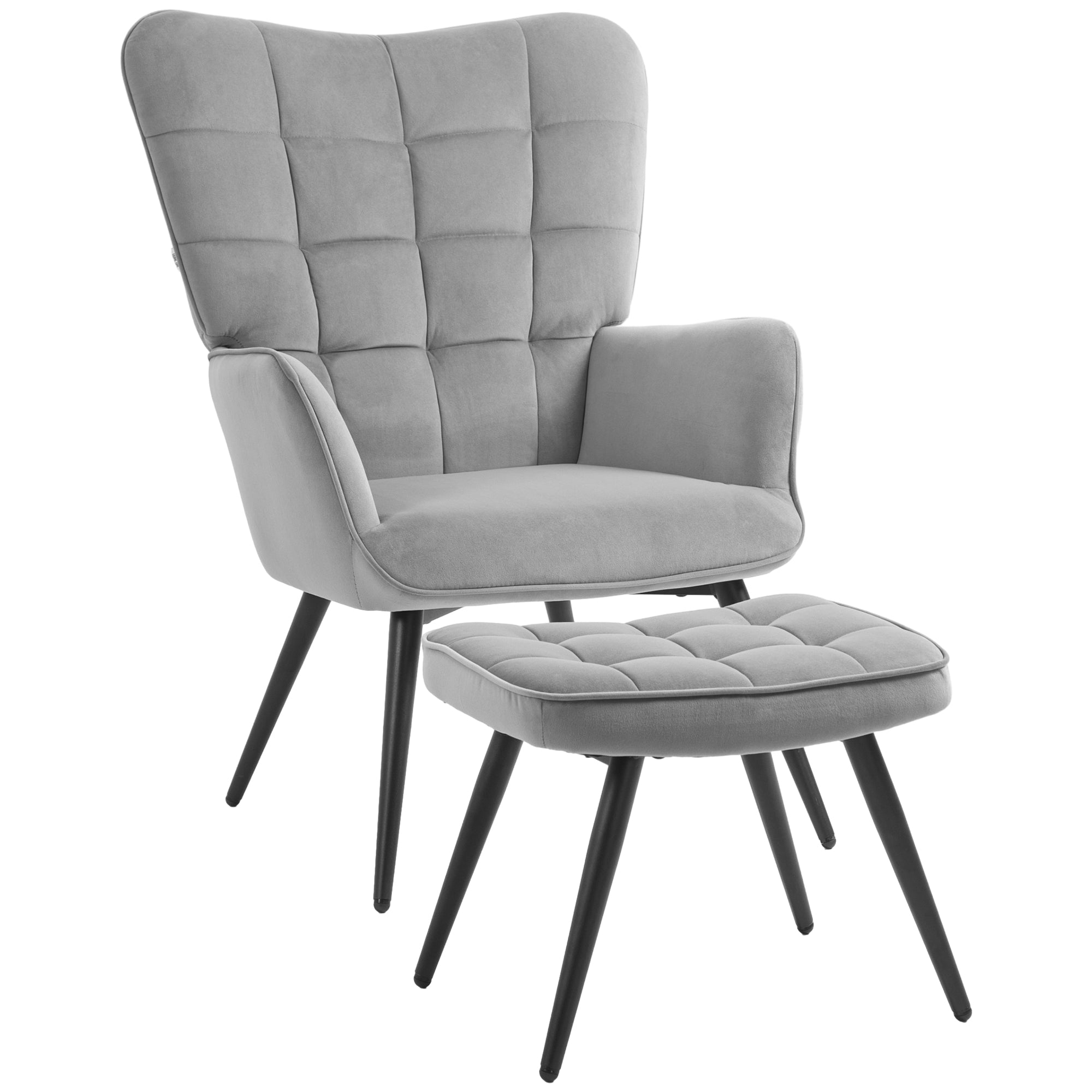 Ohrensessel Mit Hocker, Relaxsessel, Loungesessel, Polstersessel Mit Samtoptik