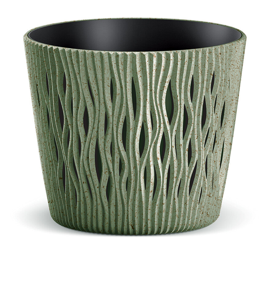 Blumentopf Sandy round ECO Serie Kunststoff / Holz Pflanzkübel Einsatz 4 Farben