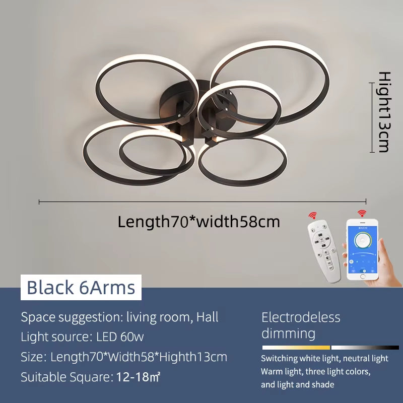 Black/White Led Chandelier Lamp for Living Room Bedroom Home Lighting AC110-220V Modern Led Ceiling Chandelier Light Fixtures