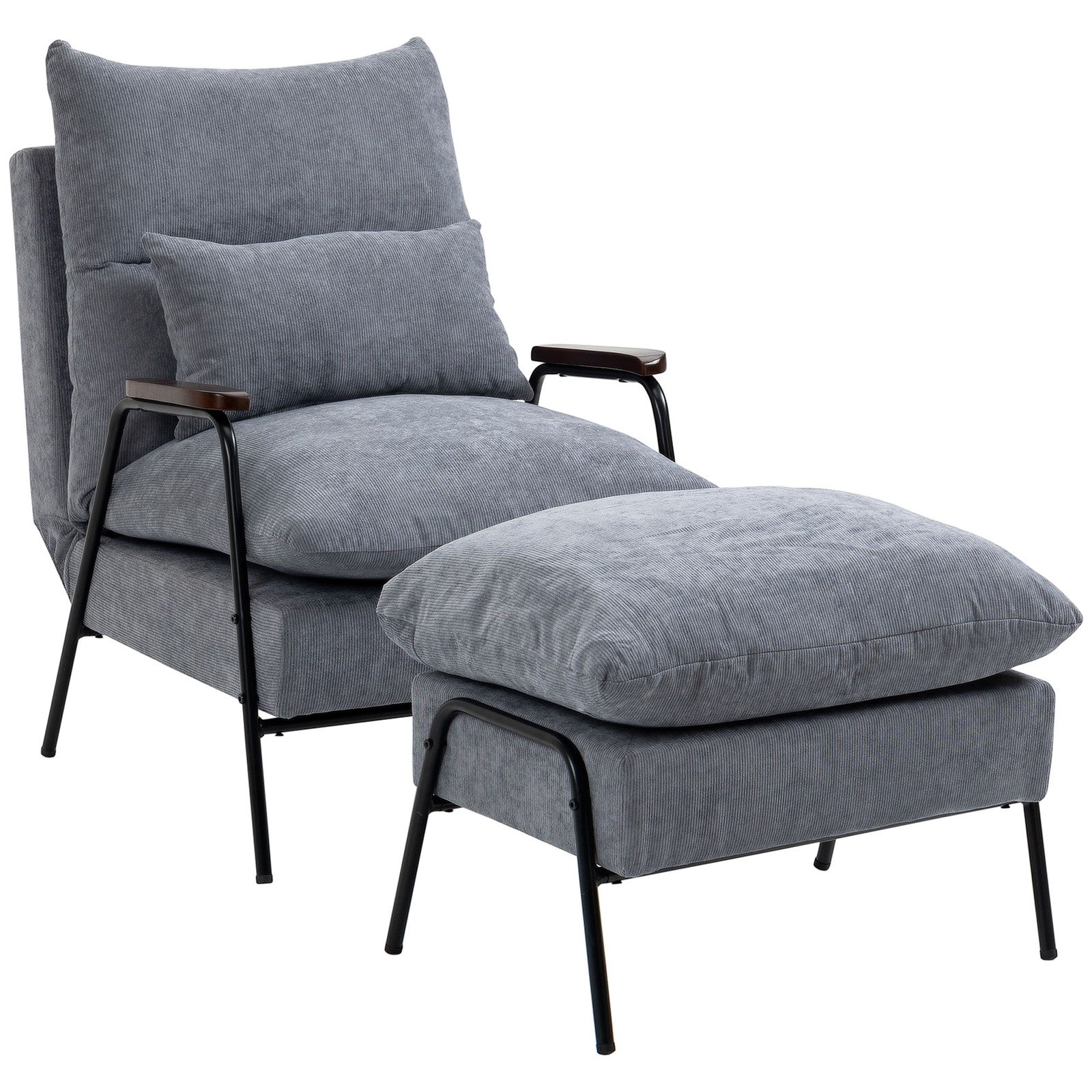 Ohrensessel Mit Hocker, Fernsehsessel Mit Kissen, Polsterstuhl, Sessel