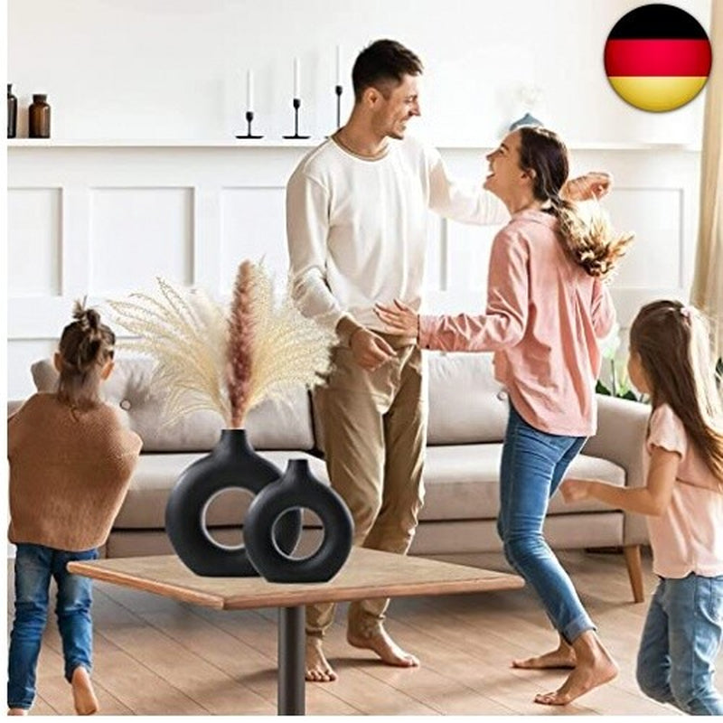 Keramik Vase Moderne Donut Vase Schwarz Getrocknete Vase Für Pampasgras