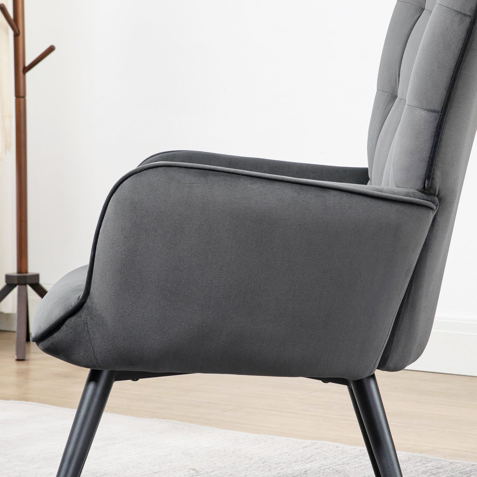 Ohrensessel Mit Hocker, Relaxsessel, Loungesessel, Polstersessel Mit Samtoptik