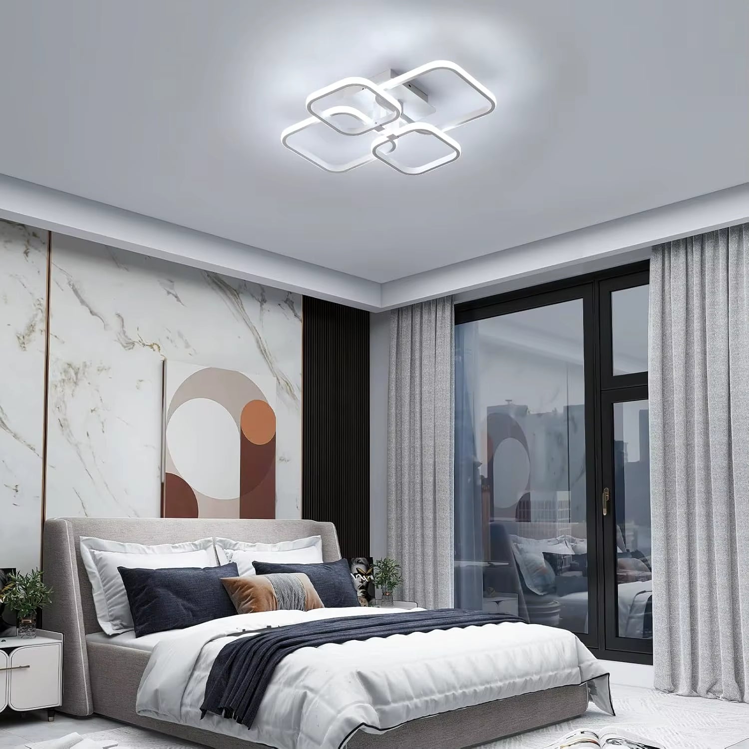 LED Ceiling Lights 60W Square LED Ceiling Lamp,Modern White Ceiling Lamps for Living Room,Bedroom,Kitchen,Dining Room,6500K