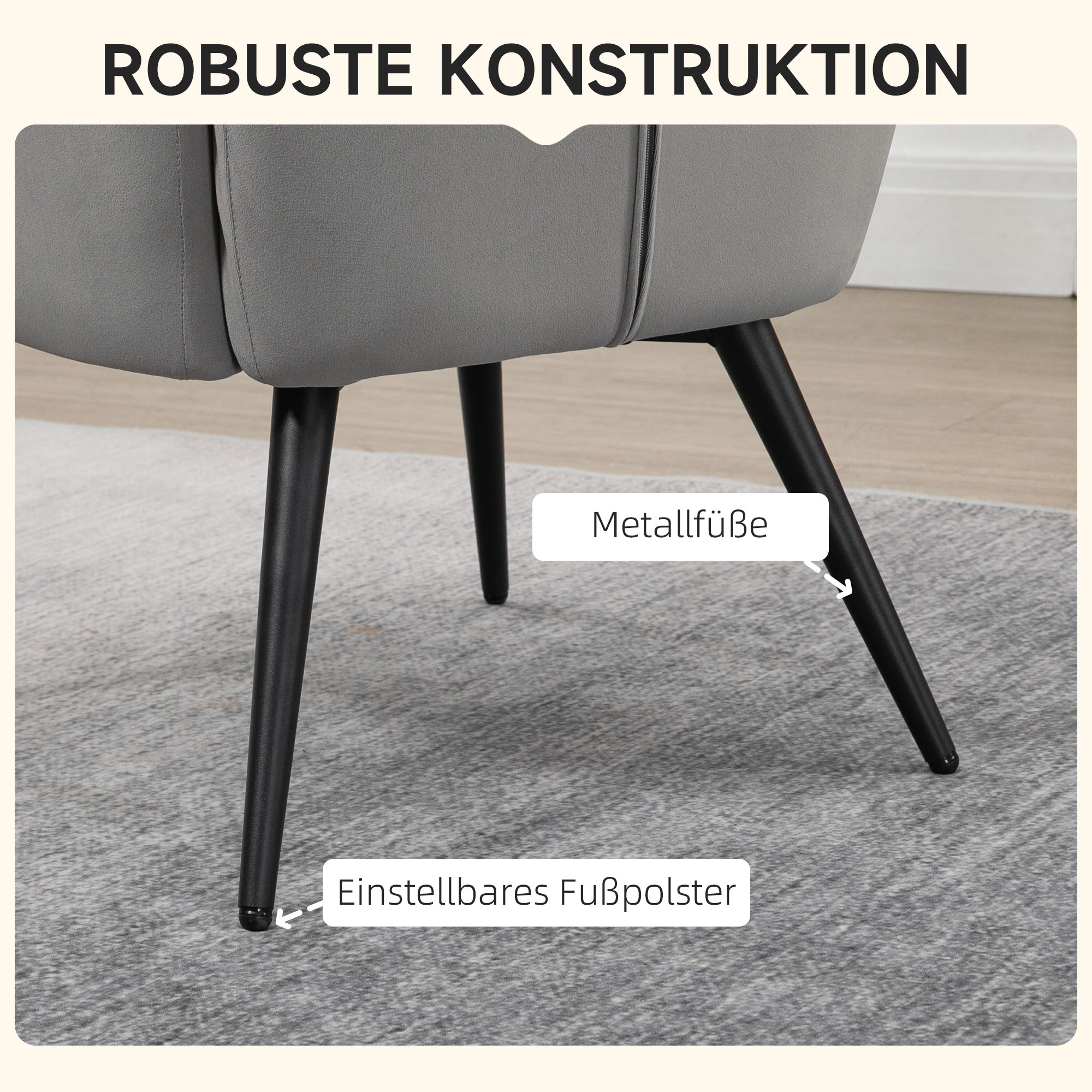 Ohrensessel Mit Hocker, Relaxsessel, Loungesessel, Polstersessel Mit Samtoptik