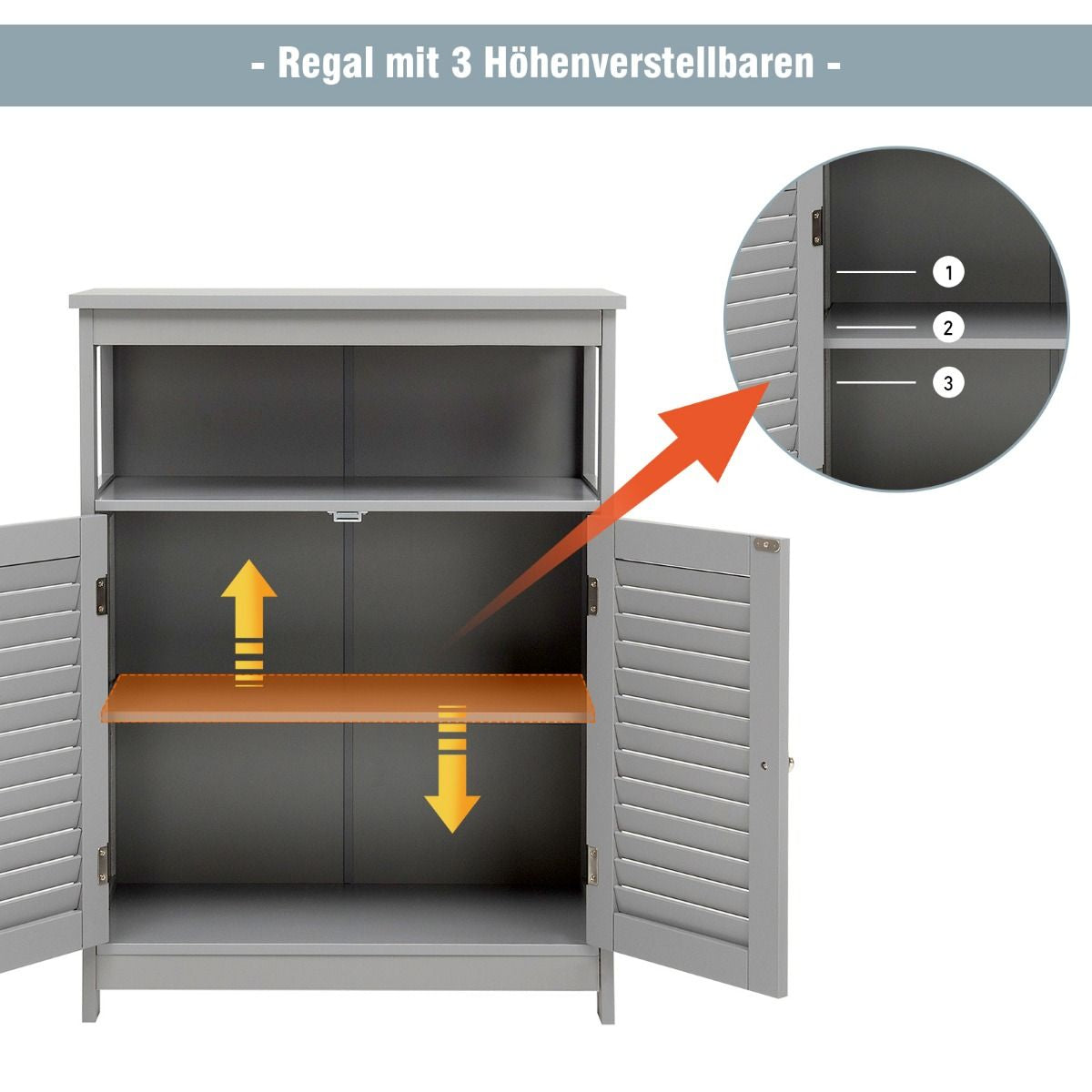 Badezimmer Schrank Freistehender Badschrank Aufbewahrungsschrank Grau/Schwarz/Weiß