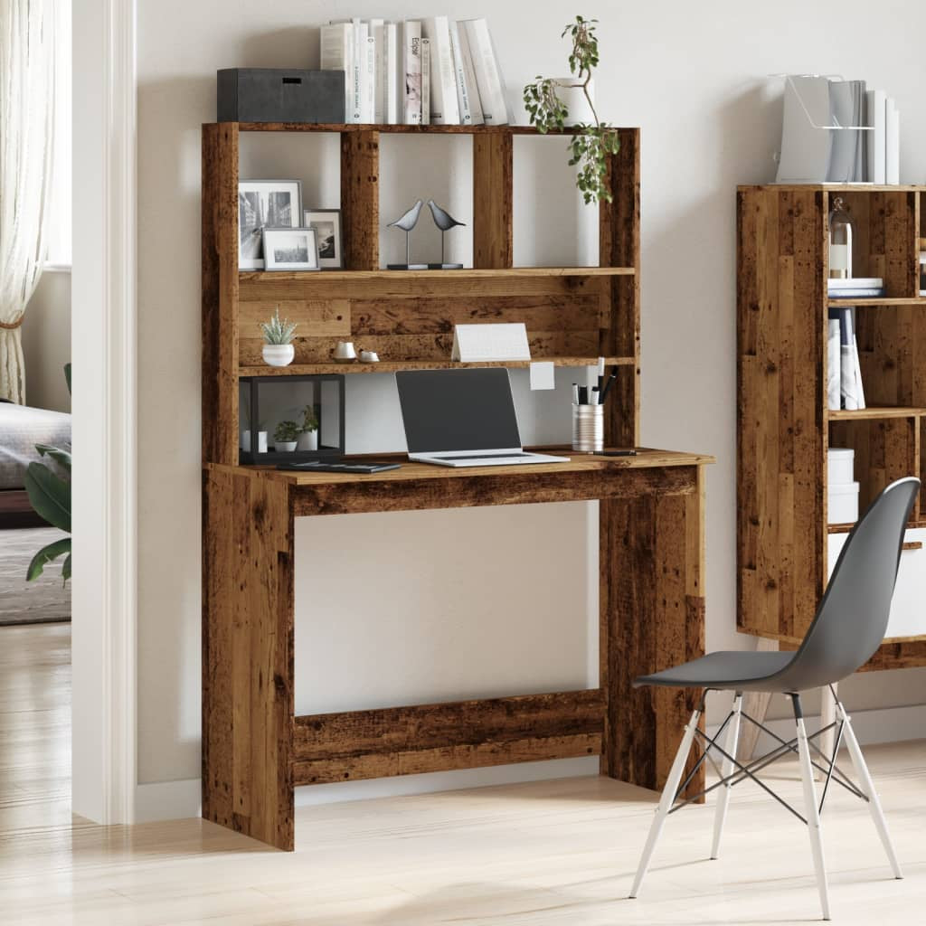 Schreibtisch Mit Regal Bürotisch Computertisch Arbeitstisch Holzwerkstoff Vidaxl
