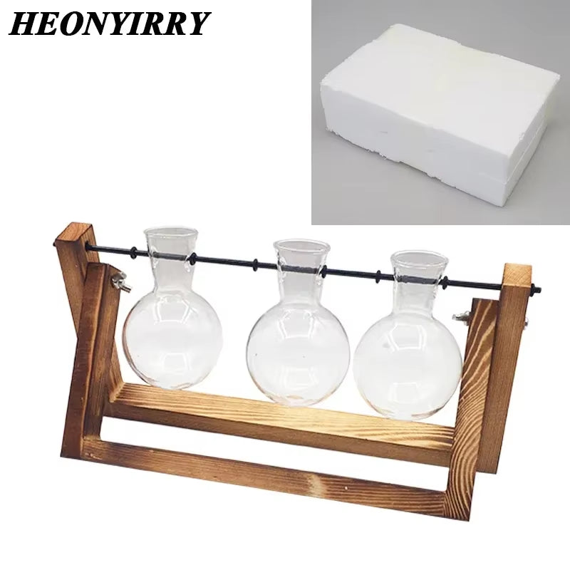 Terrarium Creative Hydroponic Plant Transparent Vase Wooden Frame Vase Decoratio Glass Tabletop Plant Bonsai Decor Flower Vase