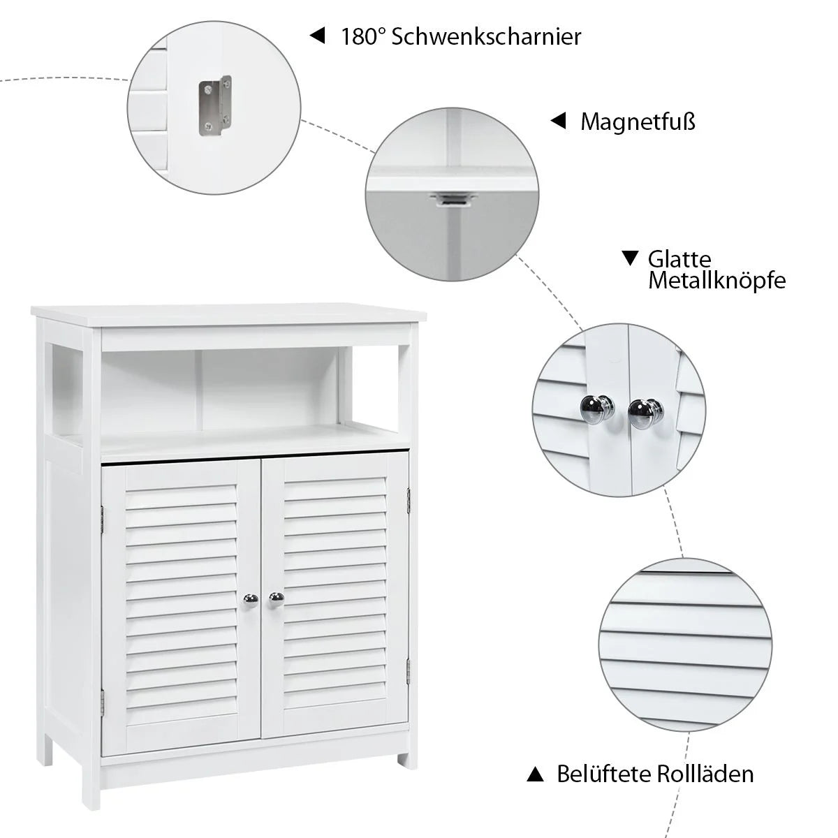 Badezimmer Schrank Freistehender Badschrank Aufbewahrungsschrank Grau/Schwarz/Weiß