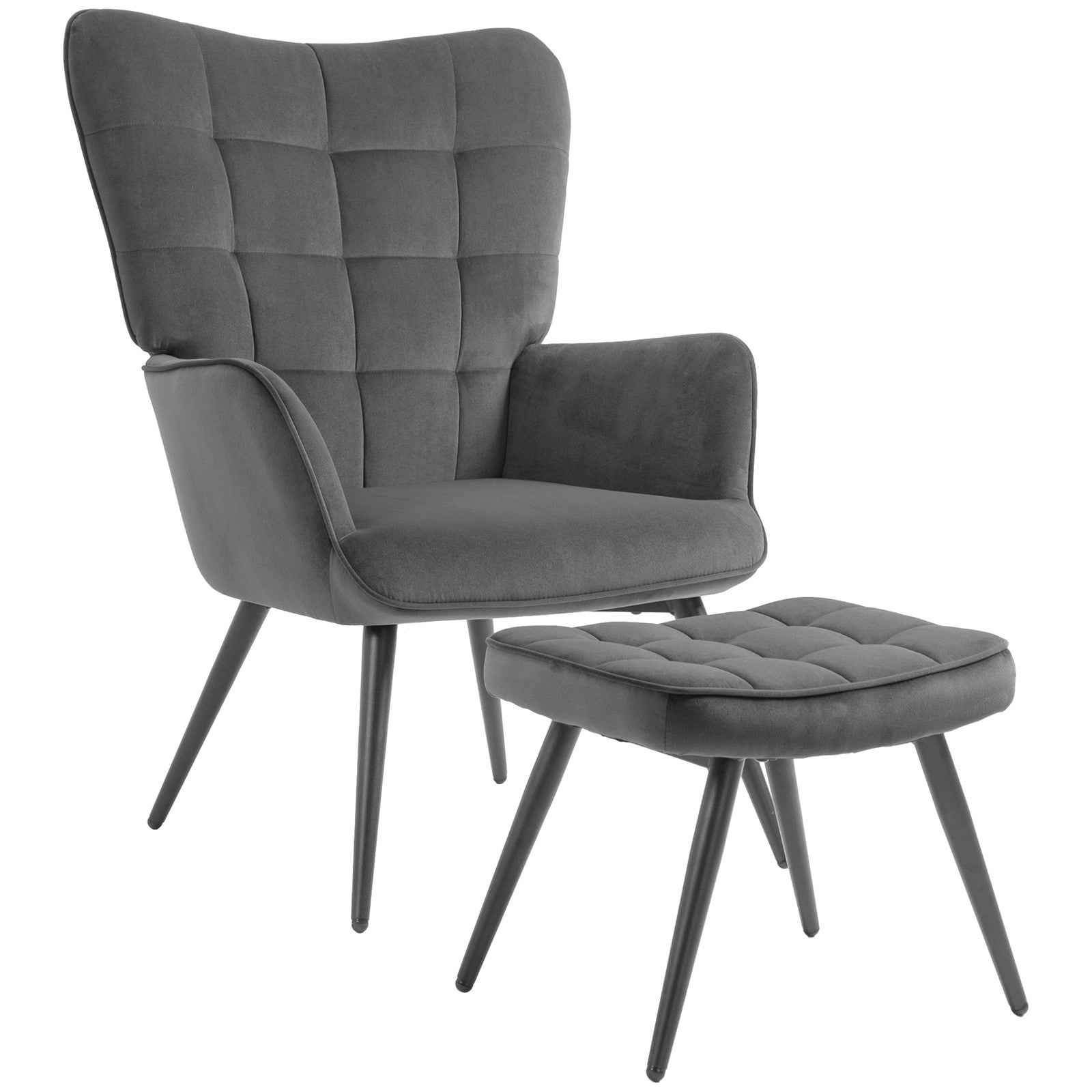 Ohrensessel Mit Hocker, Relaxsessel, Loungesessel, Polstersessel Mit Samtoptik