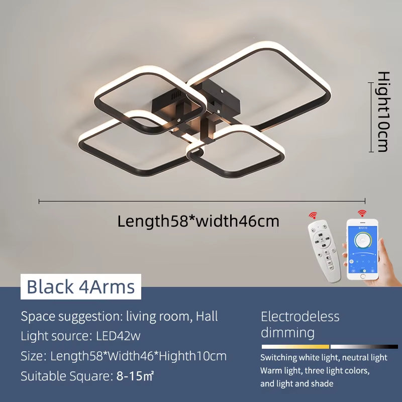 Black/White Led Chandelier Lamp for Living Room Bedroom Home Lighting AC110-220V Modern Led Ceiling Chandelier Light Fixtures
