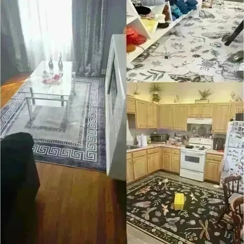 Simple Color Blocks Print Large Area Rug Non-Slip Wear-Resistant Carpet for Living Room Bedroom Soft Floor Mat Home Decoration