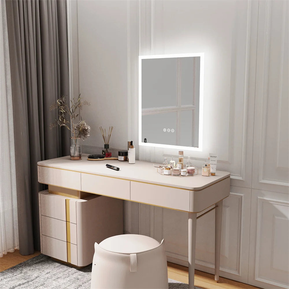 LED Mirror Bathroom Wall Mounted Smart Touch Vanity Makeup Mirror with 3 Color Dimmable Defog