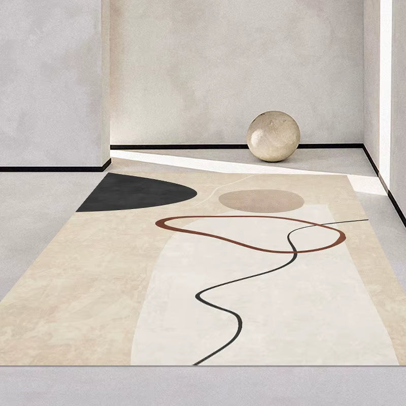 Simple Color Blocks Print Large Area Rug Non-Slip Wear-Resistant Carpet for Living Room Bedroom Soft Floor Mat Home Decoration