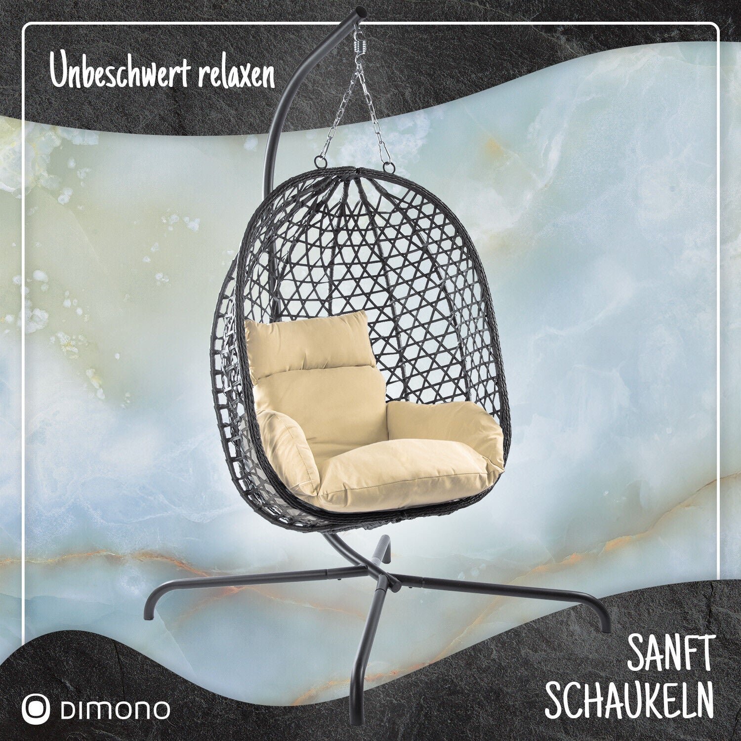 Hängesessel Mit Gestell Hängekorb Sessel Schwebeliege Out- & Indoor Relax-Stuhl