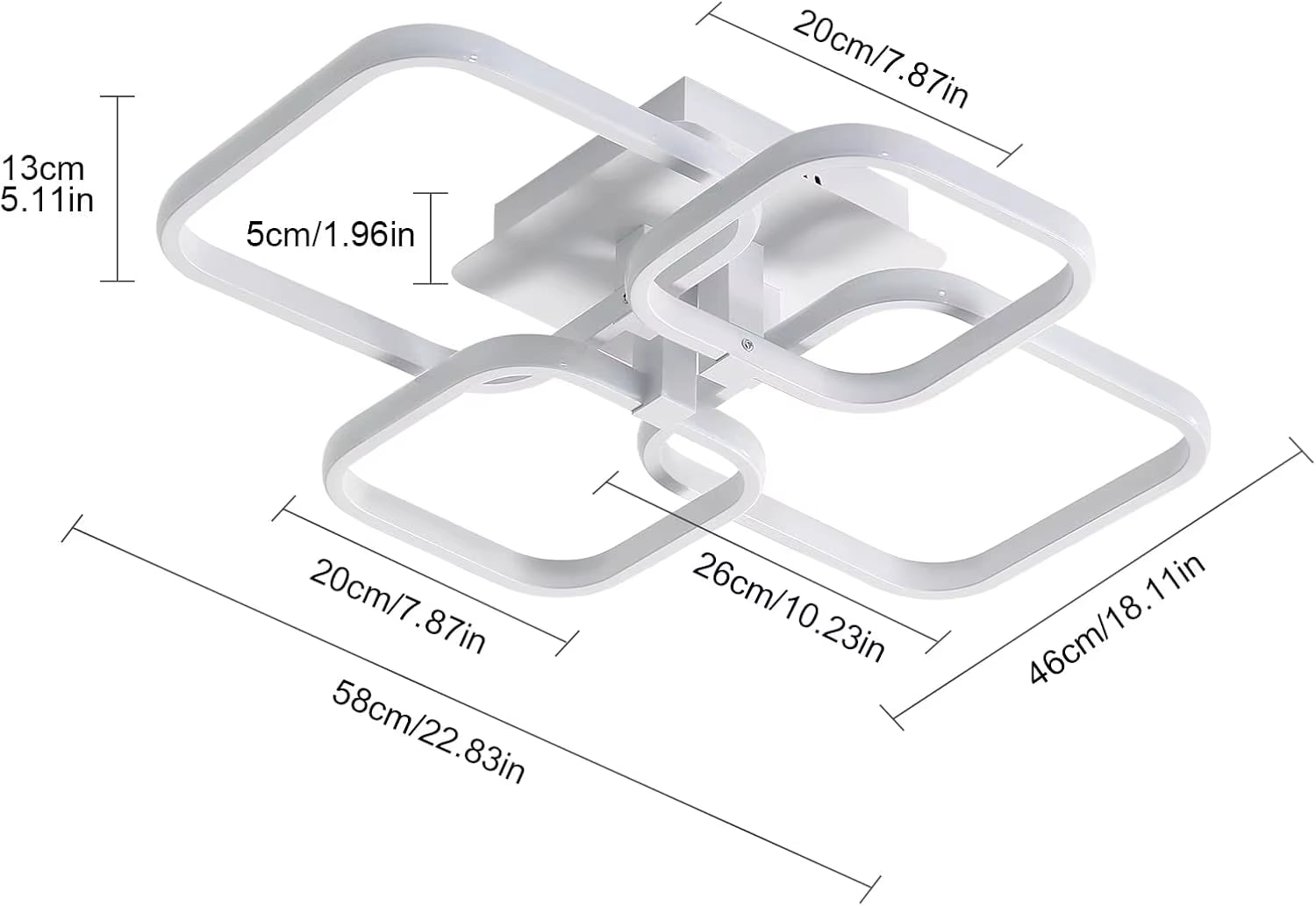 LED Ceiling Lights 60W Square LED Ceiling Lamp,Modern White Ceiling Lamps for Living Room,Bedroom,Kitchen,Dining Room,6500K