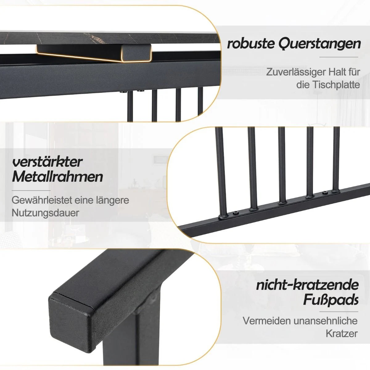 Konsolentisch Sofatisch Aus Kunstmarmor 120 X 30 X 90 Cm Schwarz