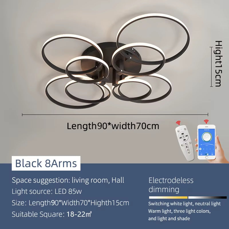 Black/White Led Chandelier Lamp for Living Room Bedroom Home Lighting AC110-220V Modern Led Ceiling Chandelier Light Fixtures