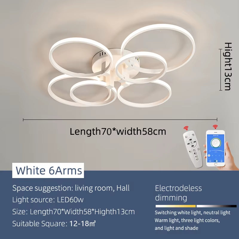 Black/White Led Chandelier Lamp for Living Room Bedroom Home Lighting AC110-220V Modern Led Ceiling Chandelier Light Fixtures