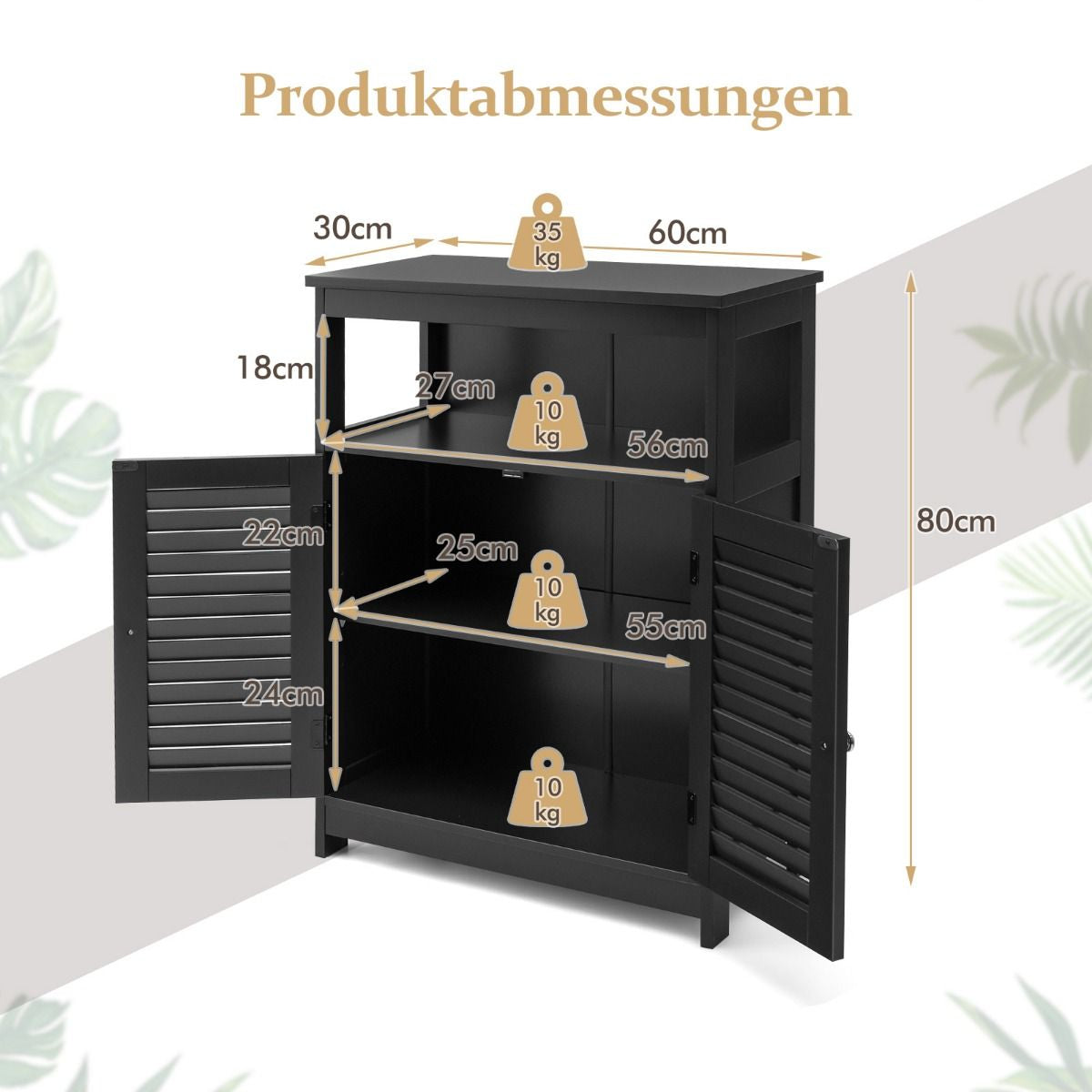 Badezimmer Schrank Freistehender Badschrank Aufbewahrungsschrank Grau/Schwarz/Weiß