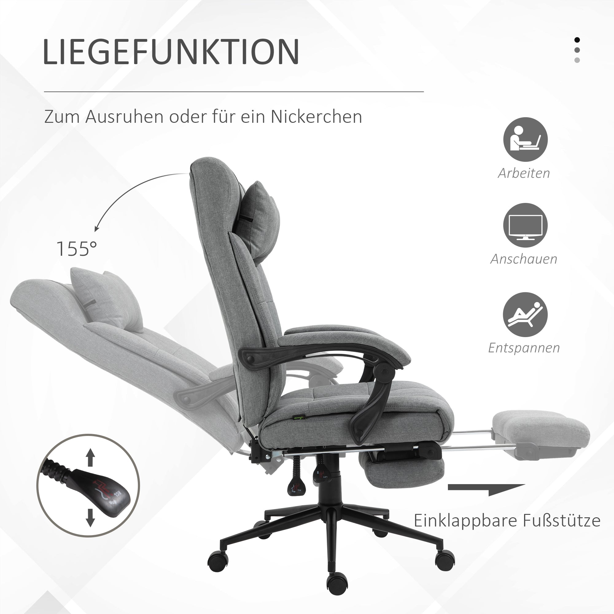 Bürostuhl Drehstuhl Mit Fußstütze Höhenverstellb
