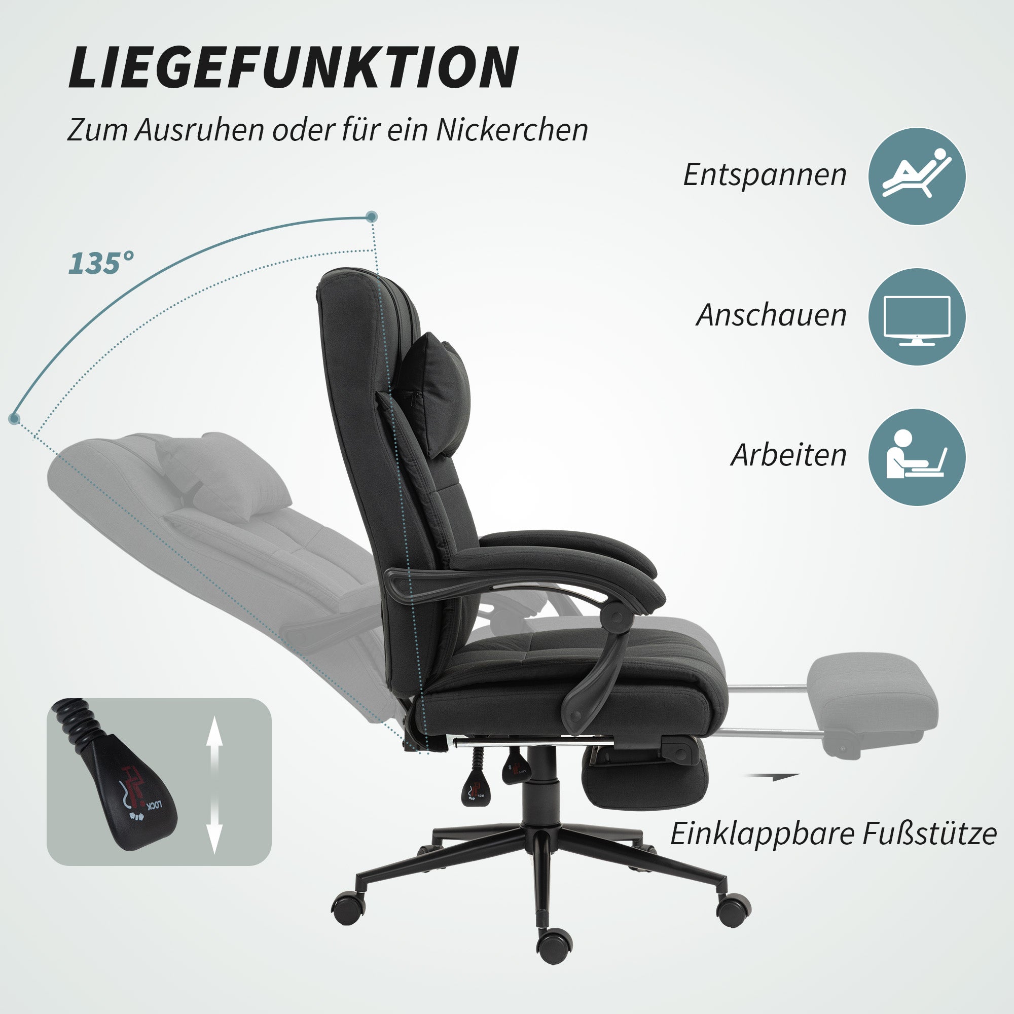 Bürostuhl Drehstuhl Mit Fußstütze Höhenverstellb