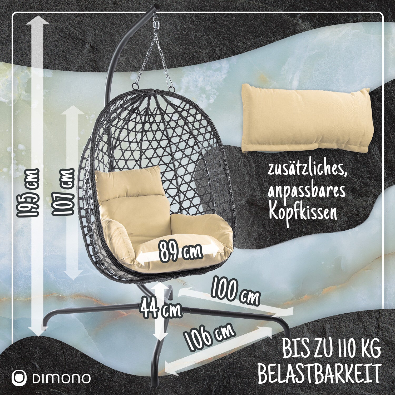 Hängesessel Mit Gestell Hängekorb Sessel Schwebeliege Out- & Indoor Relax-Stuhl