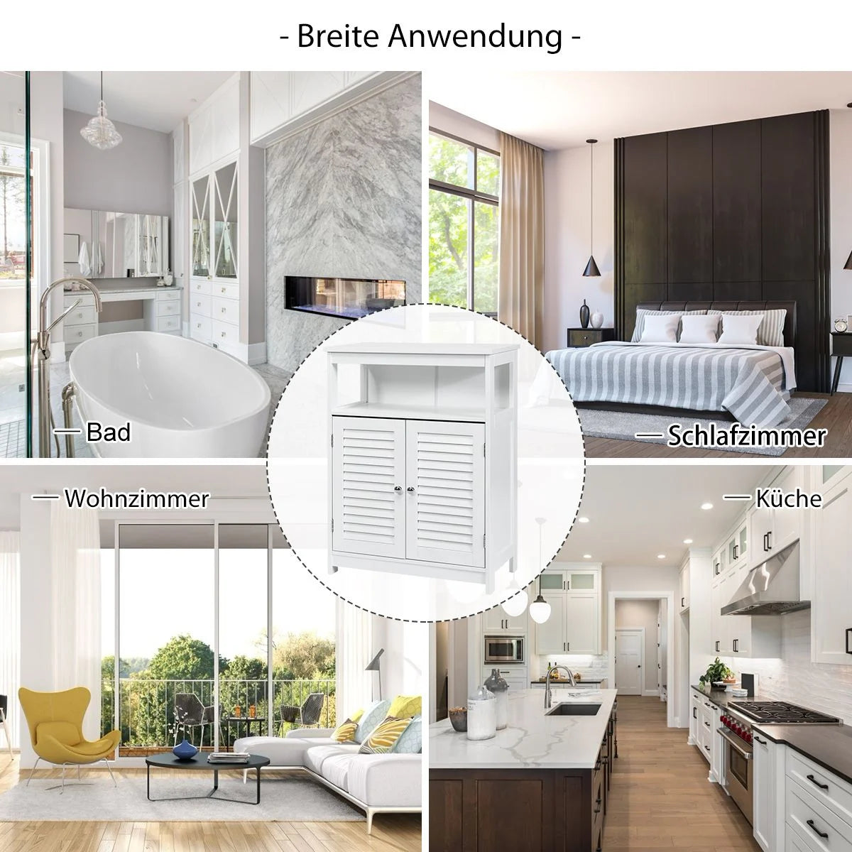 Badezimmer Schrank Freistehender Badschrank Aufbewahrungsschrank Grau/Schwarz/Weiß
