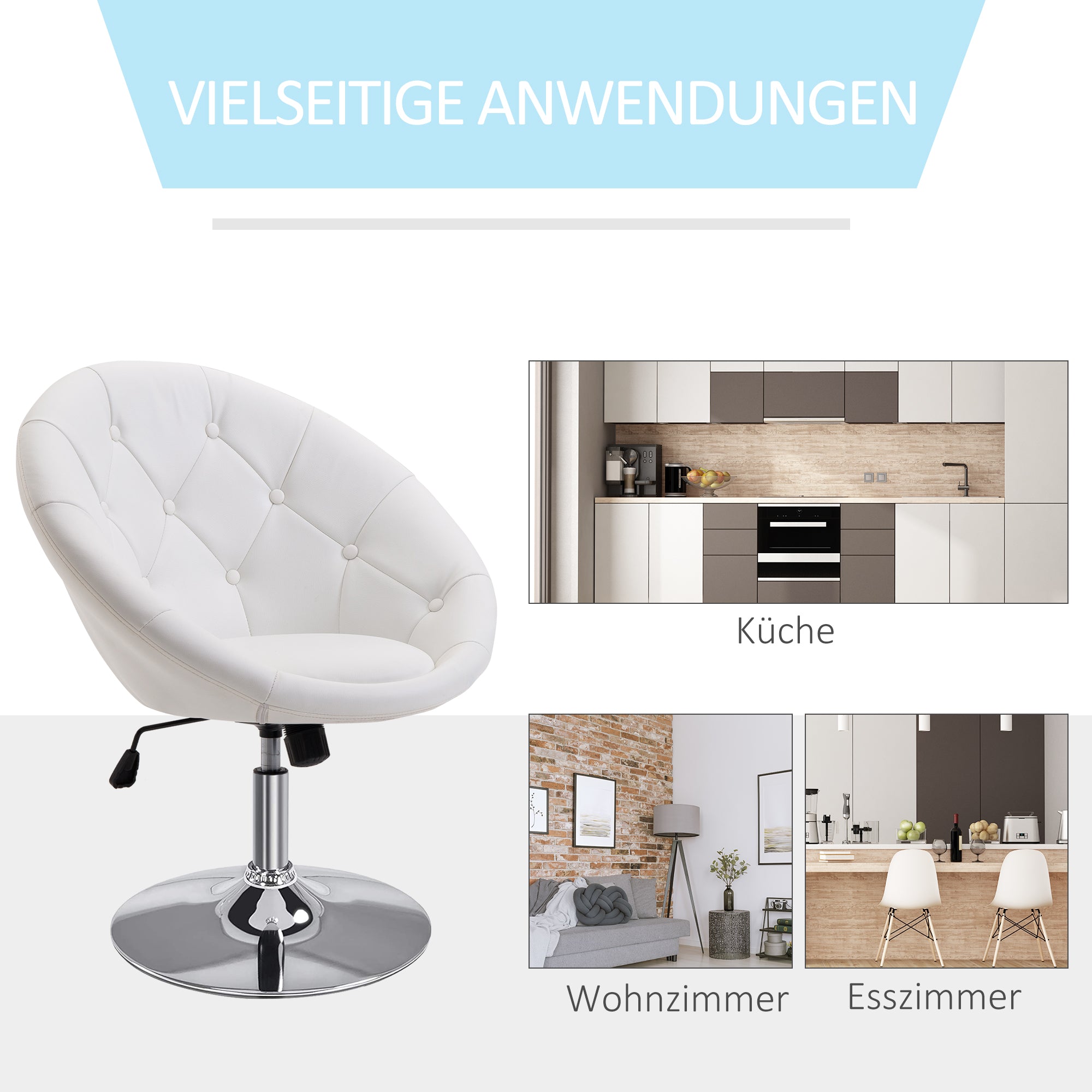 Drehhocker Bürostuhl Arbeitshocker Verchromt Drehstuhl Höhenverstellb