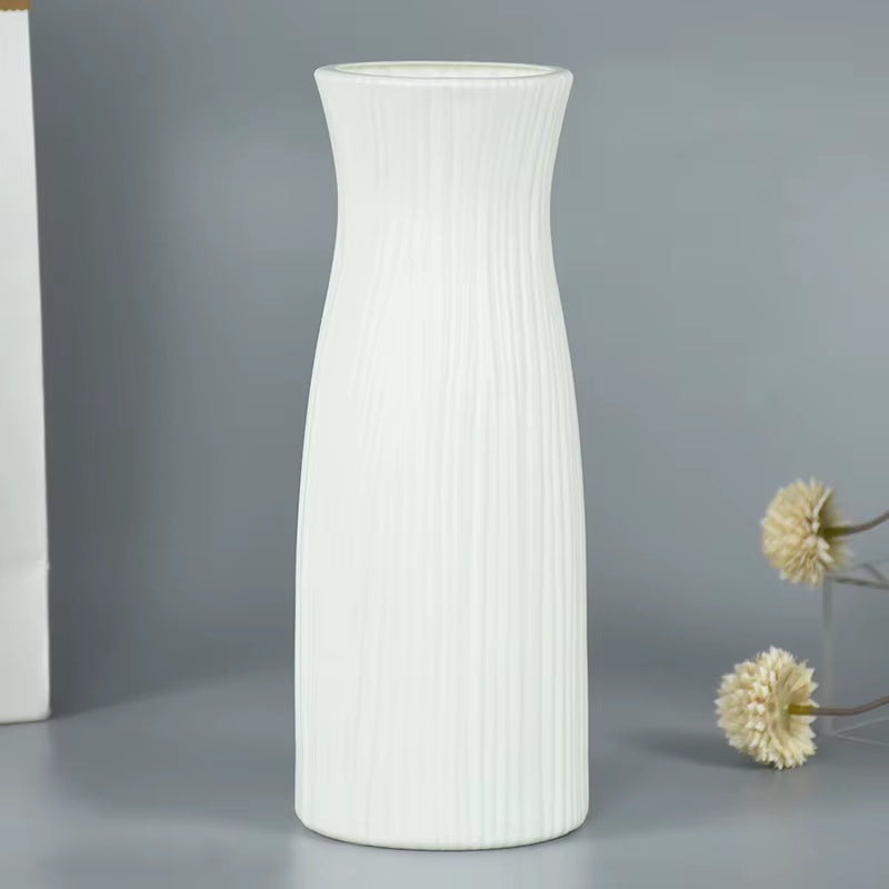 Modern Flower Vase White Pink Blue Plastic Vase Flower Pot Basket Nordic Home Living Room Decoration Ornament Flower Arrangement