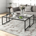 HOMCOM Couchtisch 2Er-Set Beistelltisch, Kaffeetisch, Satztisch, Stahl, Schwarz