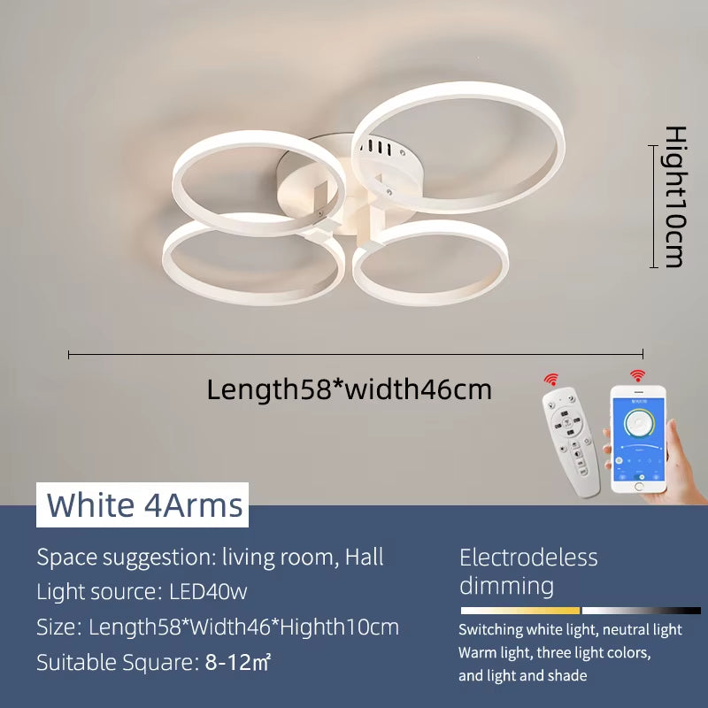 Black/White Led Chandelier Lamp for Living Room Bedroom Home Lighting AC110-220V Modern Led Ceiling Chandelier Light Fixtures