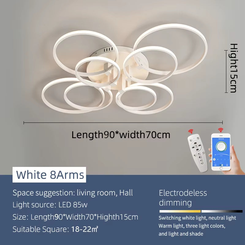 Black/White Led Chandelier Lamp for Living Room Bedroom Home Lighting AC110-220V Modern Led Ceiling Chandelier Light Fixtures