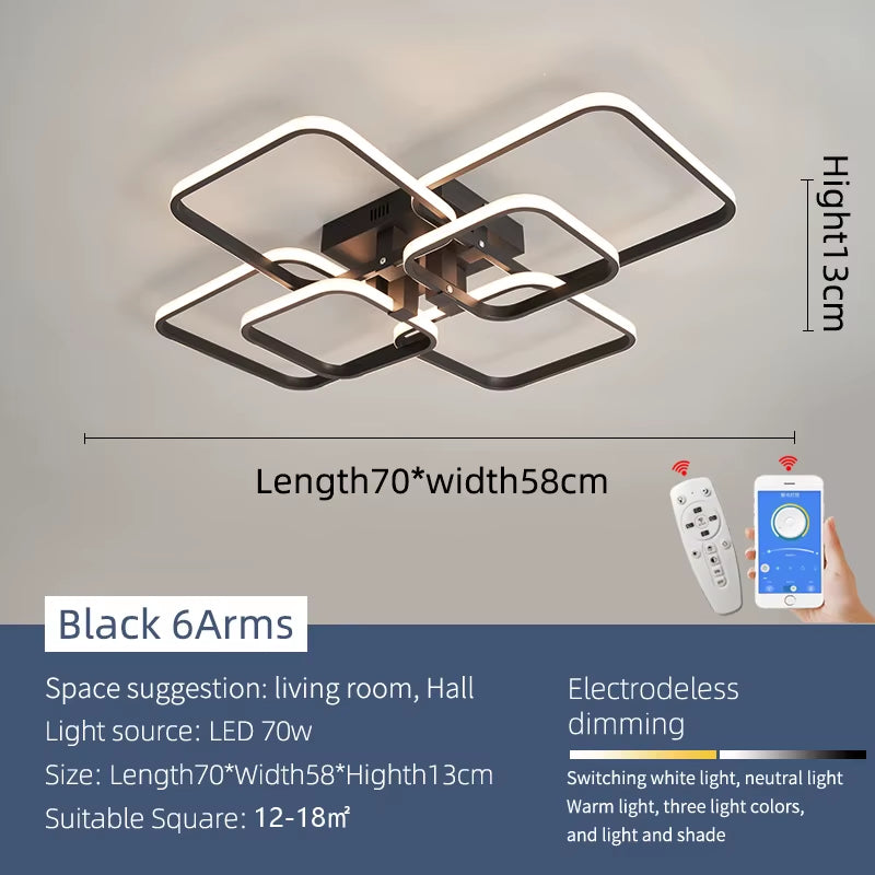 Black/White Led Chandelier Lamp for Living Room Bedroom Home Lighting AC110-220V Modern Led Ceiling Chandelier Light Fixtures