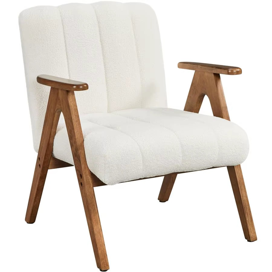 Lounge Chair with Armrests, Upholstered Chair Made of Boucle Fabric, TV Chair, Cocktail Chair, Sturdy Frame, Maximum Load 136 K