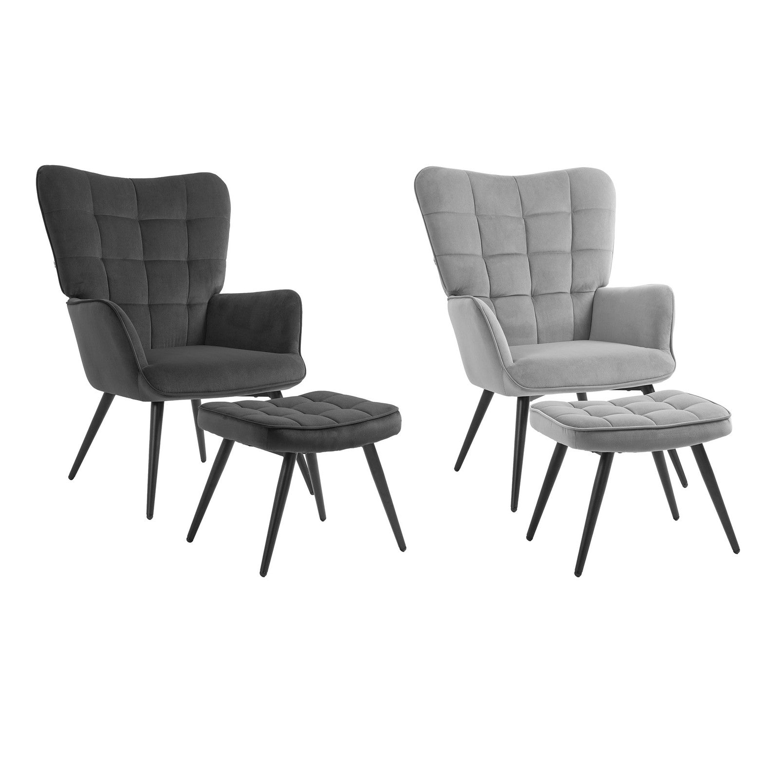 Ohrensessel Mit Hocker, Relaxsessel, Loungesessel, Polstersessel Mit Samtoptik
