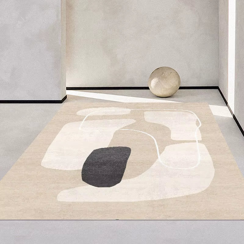 Simple Color Blocks Print Large Area Rug Non-Slip Wear-Resistant Carpet for Living Room Bedroom Soft Floor Mat Home Decoration