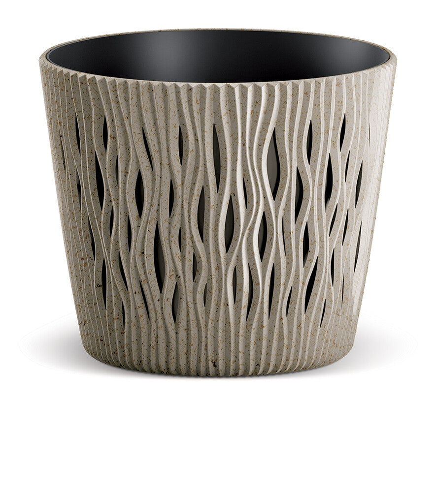 Blumentopf Sandy round ECO Serie Kunststoff / Holz Pflanzkübel Einsatz 4 Farben