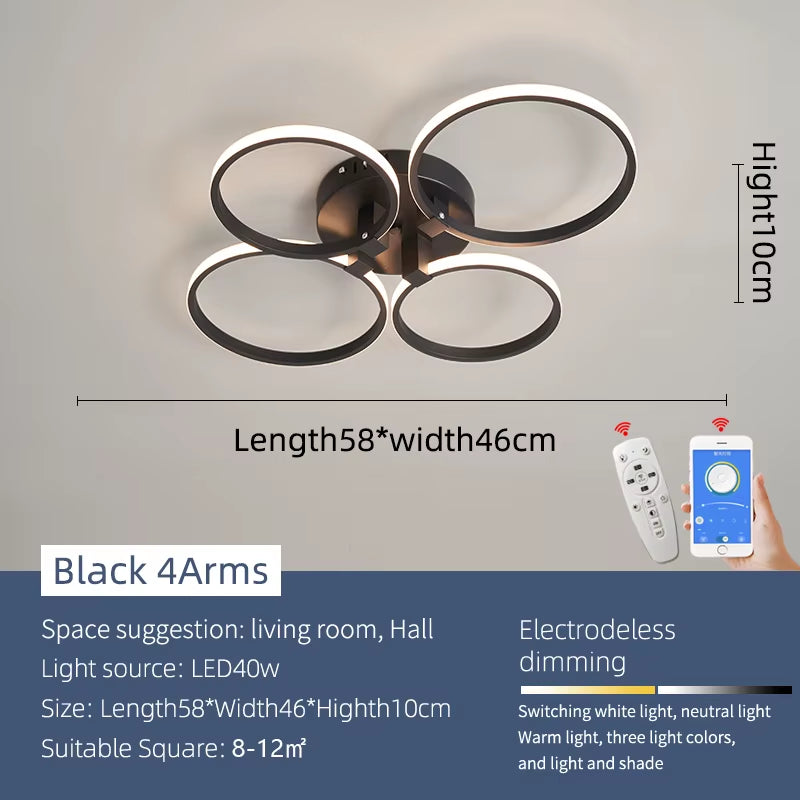 Black/White Led Chandelier Lamp for Living Room Bedroom Home Lighting AC110-220V Modern Led Ceiling Chandelier Light Fixtures