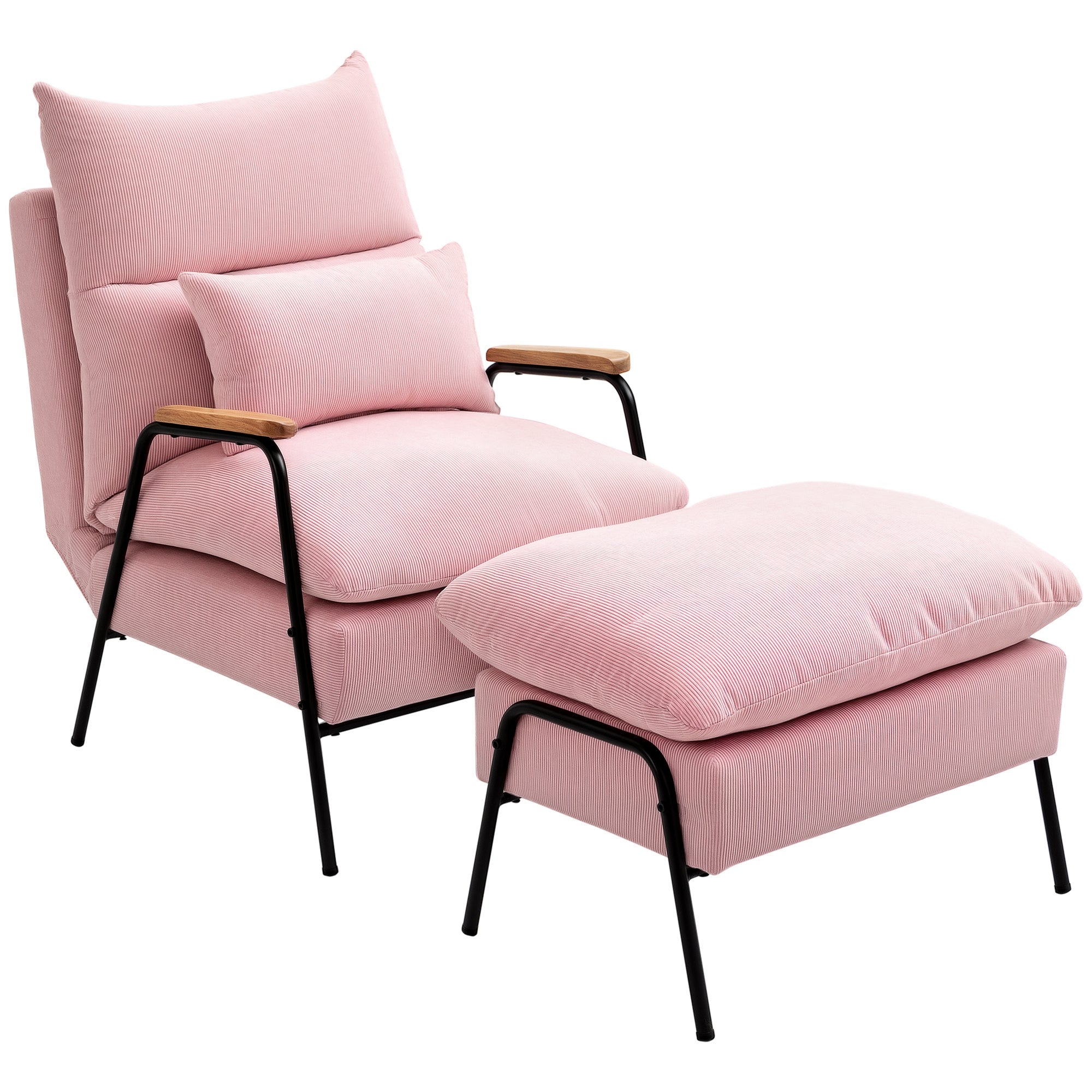 Ohrensessel Mit Hocker, Fernsehsessel Mit Kissen, Polsterstuhl, Sessel