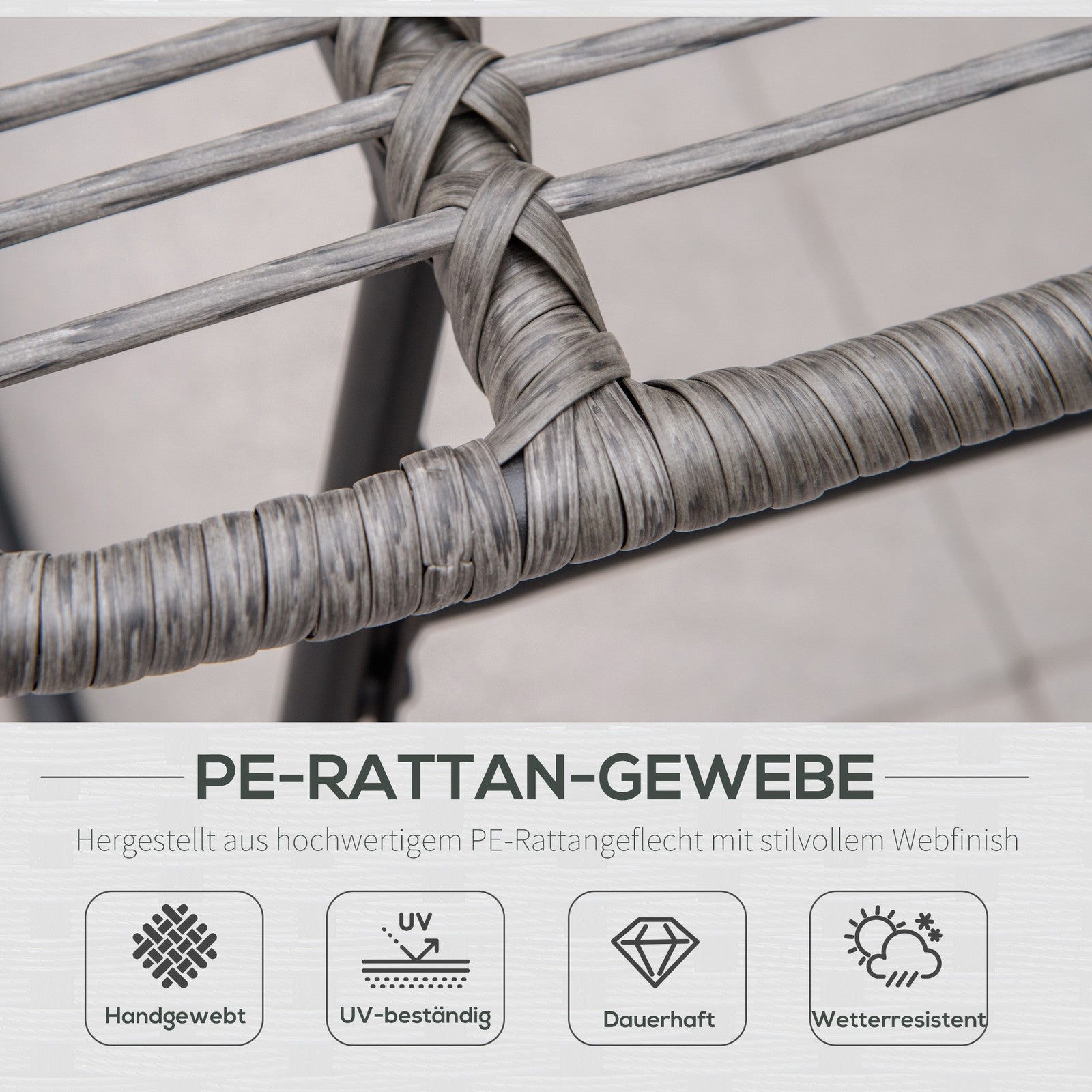 Rattan Relaxsessel Mit Fußhocker Kissen Gartensessel Outdoor Stahl Grau
